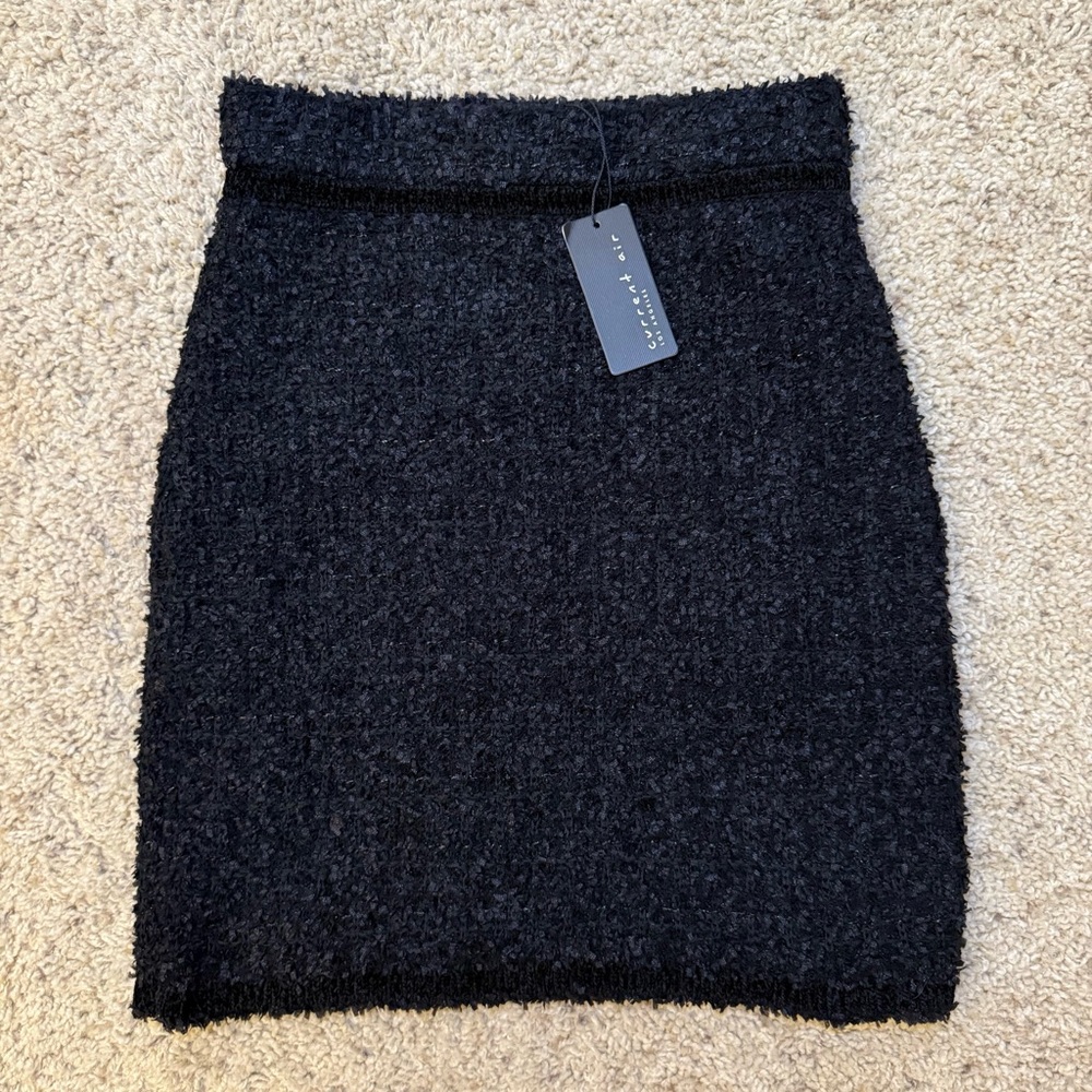 Anthropologie Current Air Textured Knit Tweed Black Pencil Skirt - Size XS